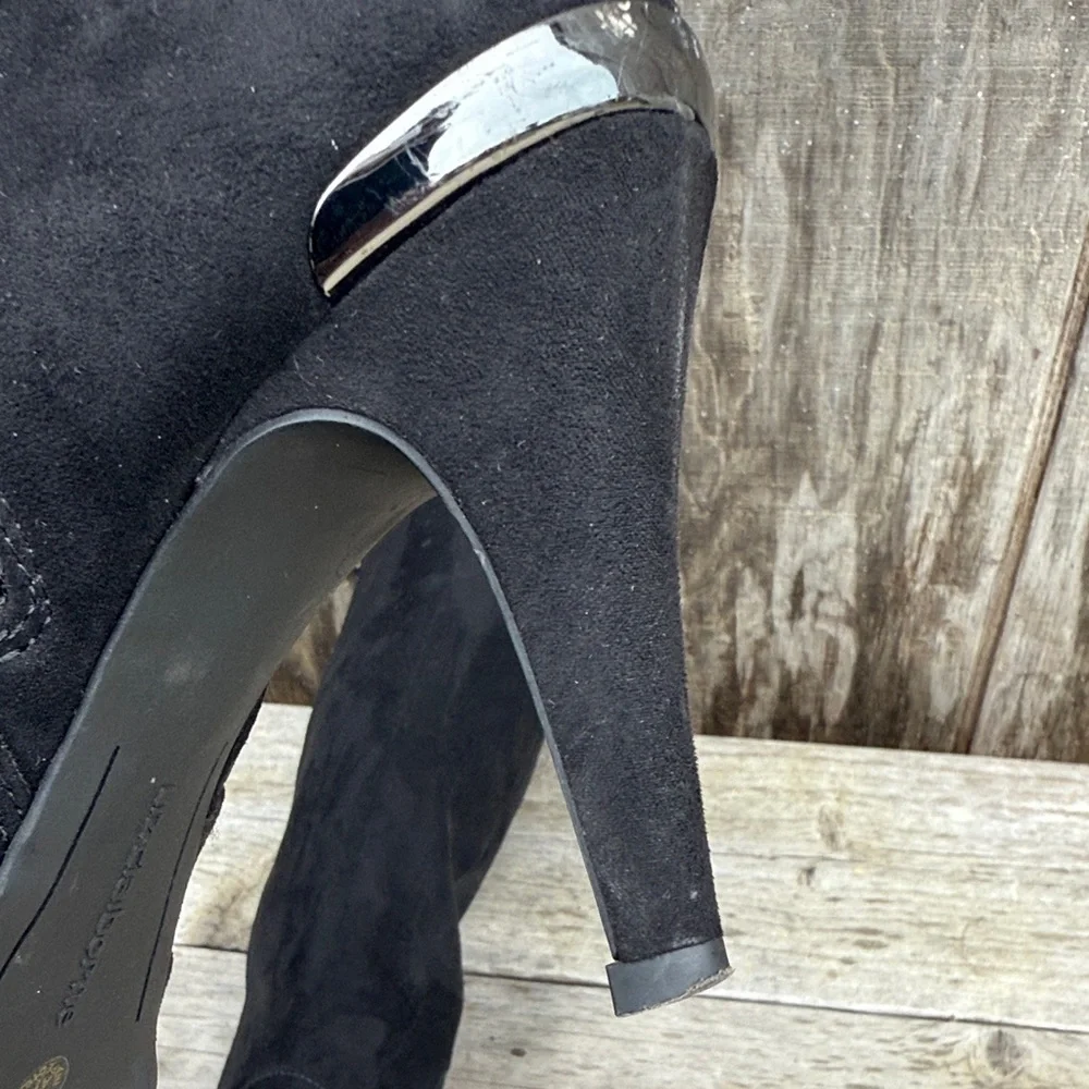 Liz Claiborne Eldridge Black Suede Knee High Boots Size 6